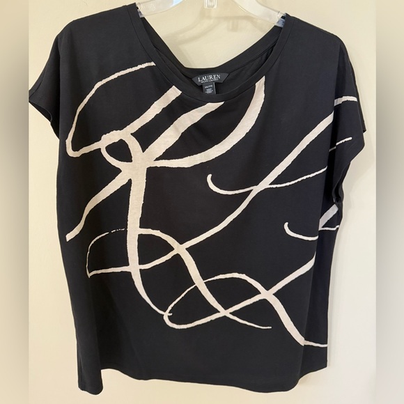 Ralph Lauren Black and Cream Short Sleeve Tee - Picture 1 of 4